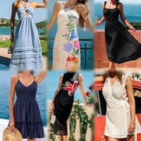 Lot en gros de robes décontractées mi-longues pour femmes, assortiment de robes d'été mi-longues en vrac pour la revente