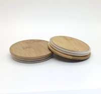 Couvercle rond en bambou avec joint en silicone pour bocal, en vrac, pour récipient métallique, bocal alimentaire frais avec couvercle en bambou