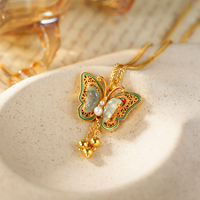 Collier pendentif papillon en or TANGPEI, alliage, jade, perle, bijoux de mode