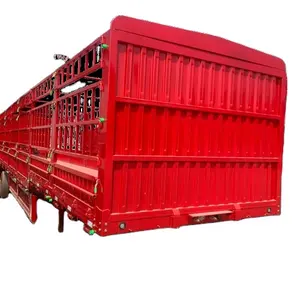Tri essieux 60 tonnes log box van utilitaire drop side bon prix pieu bétail cargaison clôture semi-remorque pour le transport de bétail animal