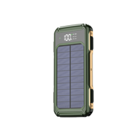 Banque d'énergie solaire étanche de grande capacité avec câbles intégrés 10000mah 20000mah charge rapide universelle CE ROHS FCC noir/rouge