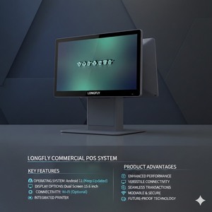 Longfly Sistema POS de 15,6 pulgadas Pantalla dual Restaurante Pantalla táctil Computadora con cajón de efectivo Pantalla dual <span class=keywords><strong>TPV</strong></span> Caja <span class=keywords><strong>registradora</strong></span> - Product Image 2