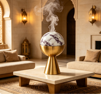 Brûleur d'encens en marbre Calacatta Viola naturel, brûleur de Bakhoor Oud en pierre de luxe pour la décoration de table à la maison