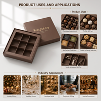 Boîte cadeau de luxe personnalisée en carton rigide marron avec couvercle et base pour bonbons, truffes, pralines, chocolats, avec 9 séparateurs