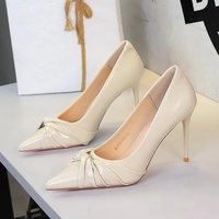 3739-38 Escarpins à talon fin de haute qualité pour femme, élégants, avec nœud, bout pointu, chaussures habillées à talon pour femme