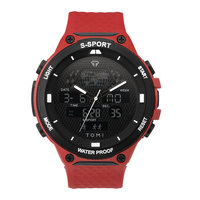 Jam Tangan Digital TOMI Sport LED Layar Ganda Sederhana Multi-fungsi Fitur Stopwatch Diameter Dial 50mm Tali Kulit Hangzhou