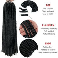 Extensions de Cheveux Synthétiques Pré-Bouclées de 18 Pouces, Fausses Locs Déesse, Locs Gipsy Lisses, Cheveux au Crochet, Dreadlocks Ombrées en 3 Tons
