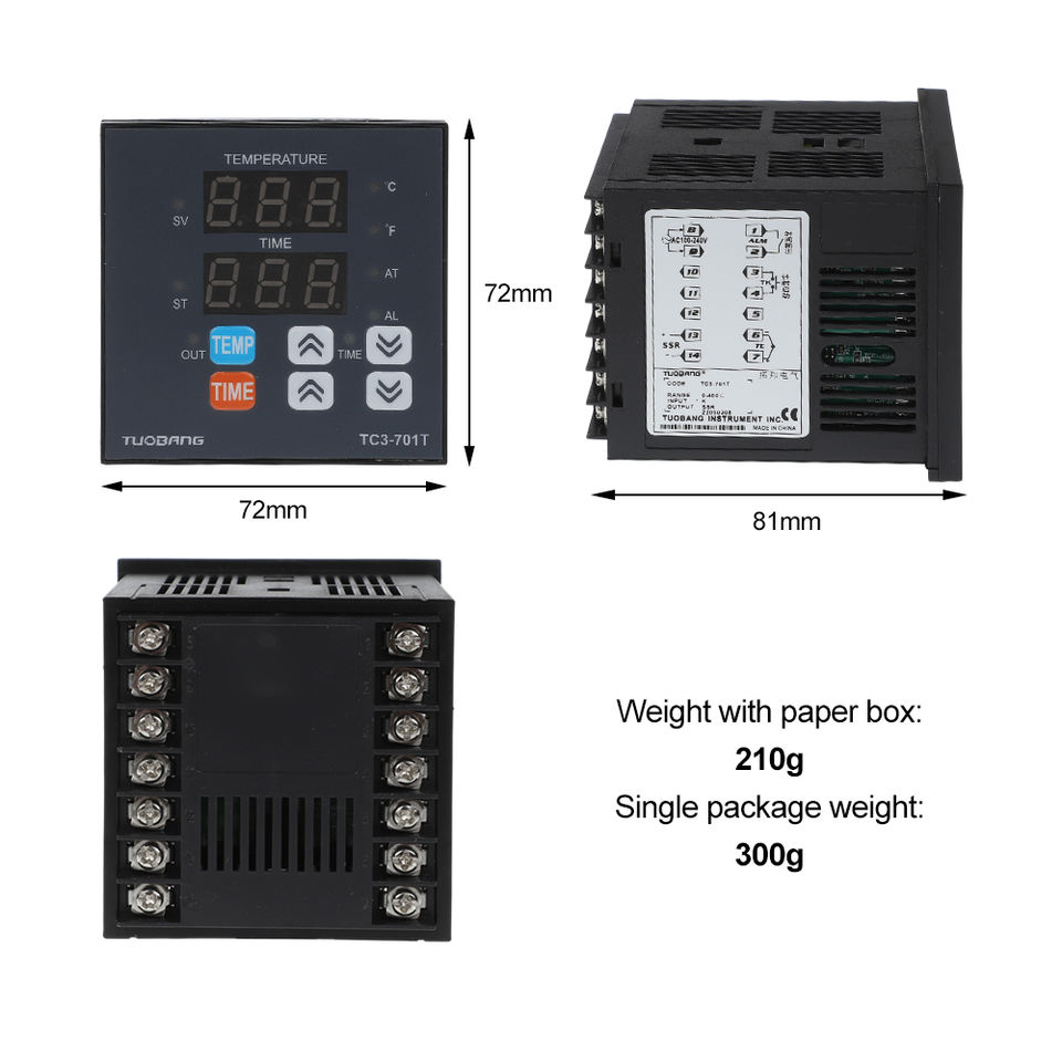 Multifunctional TC3-401 Thermal Transfer Printing Machine ABS 48*96 Temperature Controller Time Integration Digital Display