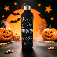 Bouteille d'eau PC 800 ml (27 oz) Halloween en gros avec logo personnalisé, motif fantôme, citrouille, Jack-o'-lantern, cadeau de vacances, tasse portable