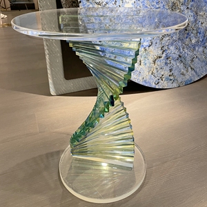 JS AC02 màu xanh lá cây Acrylic vỏ ốc xà cừ bảng bên rõ ràng trắng nhỏ Bàn cà phê Vòng 50cm Phật Sơn đồ nội thất trong giá bán buôn - Product Image 4