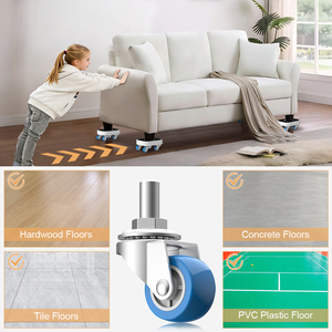 Newly Upgraded Furniture Sliders <b>with</b> 360 Degrees Rotatable Caster <b>Wheels</b> Furniture Movers Tool Set - Product Image 2