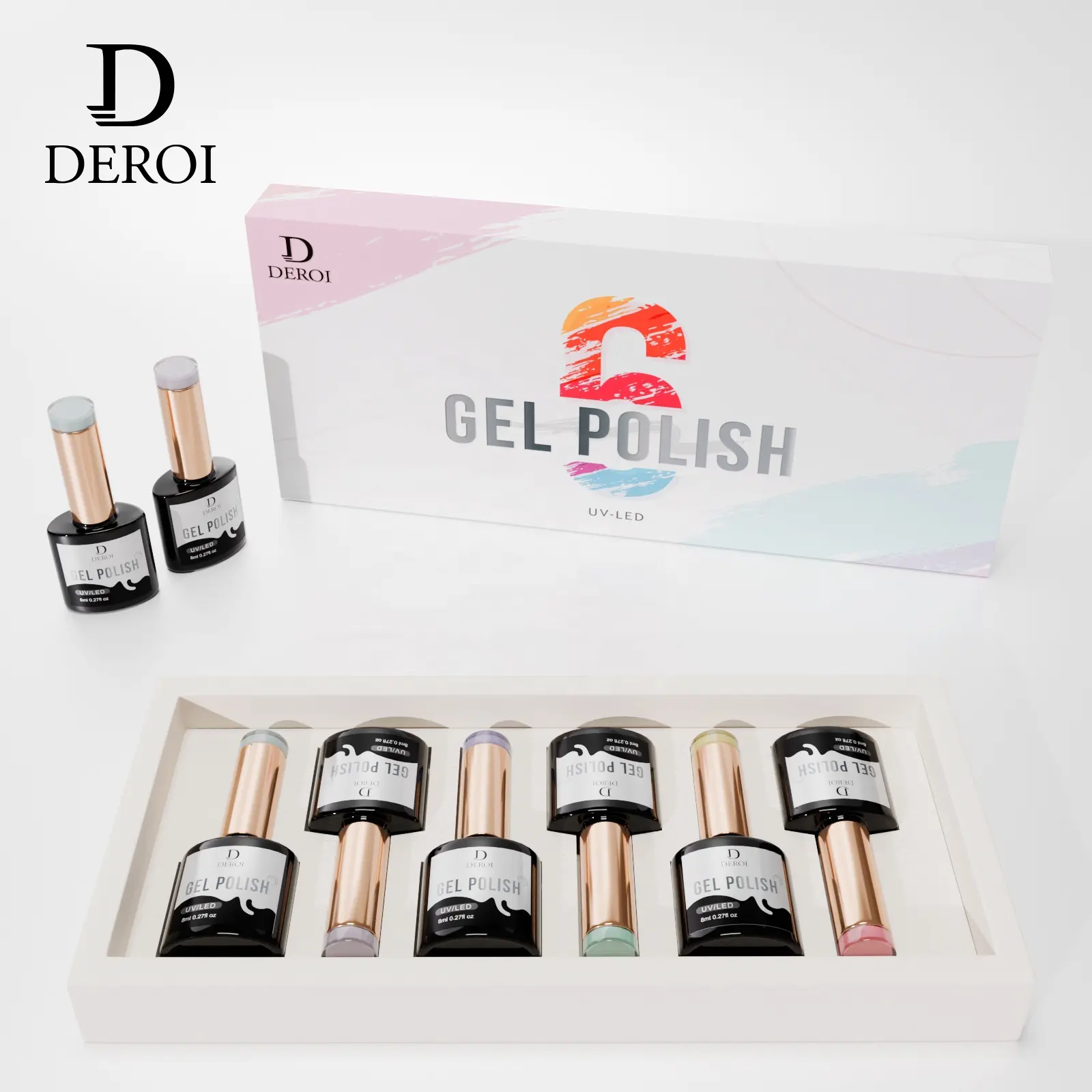 Fabricantes baratos de esmalte para unhas DEROI marca 48 cores 6 cores/set esmalte de gel UV LED conjunto de esmalte de unhas
