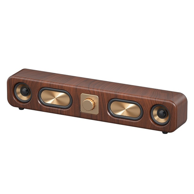Retro E3404 Wireless Speaker with Low Wood Texture and Long Card Insertion, Desktop Speaker, Audio and Radio