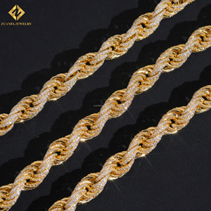 Popular Fashion Rapper Jewelry Hip Hop Iced Out 10mm Width Fully Stone VVS Moissanite Pass Diamond Tester <b>Rope</b> <b>Chain</b> S925 Silver - Product Image 6