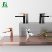 Robinet de lavabo à col haut, monocommande, en laiton noir mat, avec cartouche céramique, design contemporain, à poser sur le comptoir, pour salle de bain