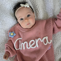 Suéter de Bebé Personalizado con Nombre Bordado a Mano, Suéter de Punto con Nombre de Bebé Personalizado, Regalo de Cumpleaños para Niño, Suéter de Bebé Bonito de Punto