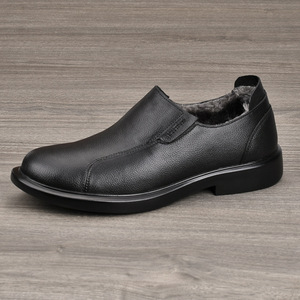 Chaussures d'hiver pour hommes en cuir véritable à bout rond, doublure en fourrure chaude, semelle extérieure en caoutchouc, semelle intermédiaire en EVA, bottes décontractées douces et confortables - Product Image 4