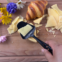 Trancheuse à fromage portable noire antiadhésive avec revêtement électrophorétique, texture nid d'abeille, épandeur de beurre en acier inoxydable, compatible lave-vaisselle