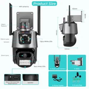 6MP Dual Lens Ptz Câmera Ao Ar Livre 2-Way Áudio Inteligente Casa Ai Rastreamento Detecção de Movimento Icsee Vigilância Câmeras Ip Com Wifi