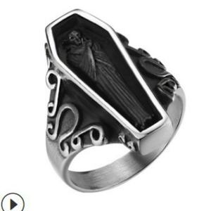 Anillo de Acero Inoxidable 316L Impermeable para Hombre, Diseño de Ataúd de Momia Vampiro del Antiguo Egipto, Venta al por Mayor - Product Image 3