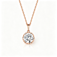 Collier pendentif solitaire classique en argent 925 avec diamant de laboratoire pour femme