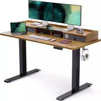 Bureau Debout Électrique Réglable en Hauteur Moderne pour Maison et Bureau, 55 x 24 Pouces, avec Deux Tiroirs, 4 Préréglages de Mémoire et 2 Crochets de Rangement, Noir