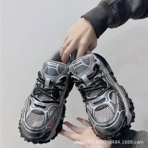 Zapatillas Chunky de Moda para Hombre con Suela de Neumático, Plataforma, Aumento de Altura, Estilo Retro Desgastado, Calzado Casual - Product Image 4