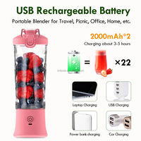 Hoge kwaliteit elektrische draagbare waterdichte sapcentrifuge 600ml 6 roestvrijstalen messen USB oplaadbaar smoothie buiten fruit