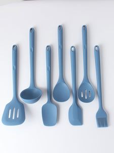7 Piece <b>Silicone</b> Kitchen Utensils Set Food Grade Non Stick Heat Resistant Cookware with Wooden Handle for Cooking - Product Image 6