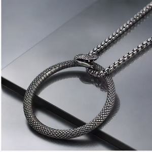 Liontin Ular Ouroboros Kalung Trendi Pria Rantai Tautan Baja Tahan Karat 316L Perhiasan Punk <span class=keywords><strong>Rock</strong></span> Hadiah Terbaik DMP 179 - Product Image 6