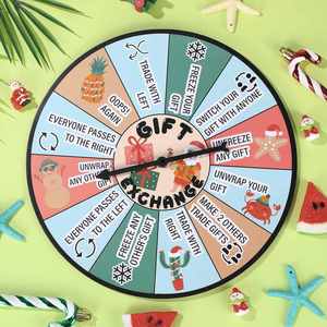 Cadeaux de Noël en juillet : Roue de la fortune Hawaïenne Tropicale 10,2'' pour échange de cadeaux, jeu du Père Noël, faveurs de fête sur la plage pour enfants - Product Image 2