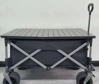 Chariot personnalisable OEM, table extensible, hauteur réglable, pliable, pare-soleil, métal, quatre roues, capacité de charge de 198,4 kg, utilisation en extérieur