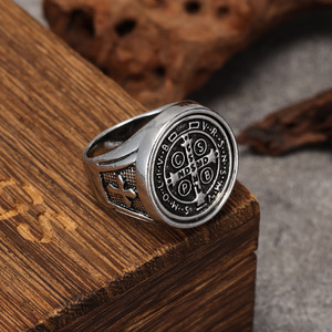 Anillo de Aleación para Hombre, Diseño Cruzado, Dos Tonos Plateados, Estilo Retro Europeo Americano, Joyería de Regalo Personalizada - Product Image 2