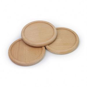 Sous-verre en bois personnalisé pour le bureau, avec logo, en chêne, 4x4, avec motif circulaire - Product Image 2