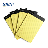 Bloc-notes classique jaune 309 x 127 mm ligné avec marge rouge pour notes de bureau, scolaires et professionnelles