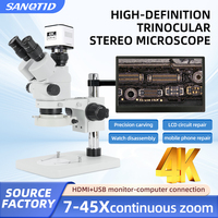 SANQTID TD-0745N-4KHU Trinocular Stereo Microscope 4K HDMI USB Mobile Phone Repair Tools 7-45X Industrial Electronic Magnifier