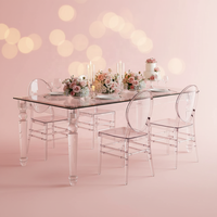 Table à manger moderne en acrylique transparent, 8 places, table de mariage pour la maison, la cuisine, les banquets et les fêtes