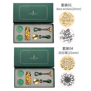 Ensemble de tampons à cire à cacheter vert foncé, tête unique, 23x11x3,5 cm, pour la décoration de sceaux à la cire, cadeau - Product Image 4