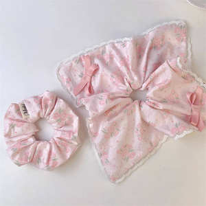 Original coreano Rosa chica Linda Rosa grande scrunchie - Product Image 5
