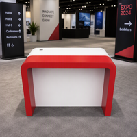 Bureau de travail multifonctionnel en forme de U, rouge et blanc, en surface solide, table d'exposition, résistant aux rayures et à l'usure, sans formaldéhyde