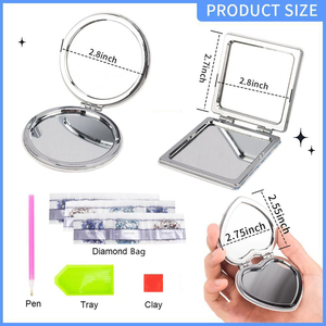 Design personalizzato 5d Diamond Painting Mini specchio per il trucco tascabile doppio lato in cristallo - Product Image 3