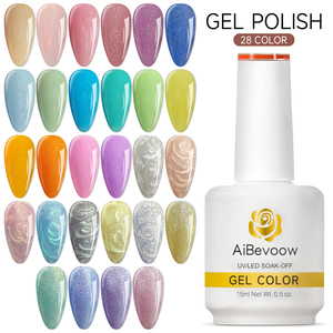 AiBevoow新品闪光28色凝胶指甲油专业指甲供应商指甲画高品质猫眼凝胶抛光剂 - Product Image 1