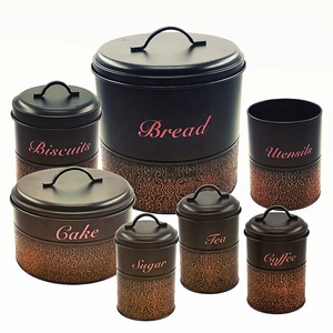 Luxury Bread box Food Storage Container Metal Breadbox Set Tea Coffee Sugar Cookies Jars canisters sets for the kitchen storage