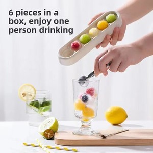 Moule à glaçons en silicone portable anti-fuite pour 6 boules, extra large, pour des glaçons ronds parfaits dans les boissons, supports pour cornets de crème glacée - Product Image 2