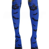 Chaussettes au-dessus du genou en polyester tricoté, respirantes, à séchage rapide, motif chauve-souris, pour fête costumée