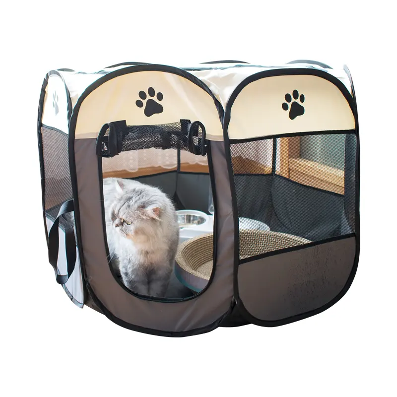 アマゾンホットセールペット猫犬犬小屋オックスフォード布ポータブル折りたたみ式ペットテント猫繁殖ケージ
