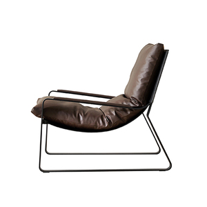 Fauteuil de salon pivotant en cuir moderne italien, fauteuil de bureau de luxe à une place avec base en acier inoxydable, usage commercial - Product Image 6