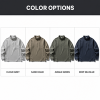 Haut à manches longues pour homme, séchage rapide, UPF 50+, antibactérien 7A, col montant, demi-zip, avec poche