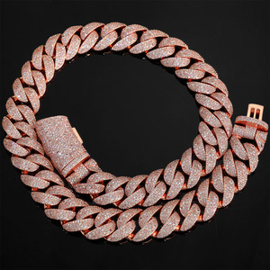 สร้อยคอแบบ Cuban Link  โมอิสซาไนต์สั่งทำจากโรงงานโดยตรง เงินแท้ 925 สไตล์ฮิปฮอป ประดับเพชร VVS1 ผ่านการทดสอบเพชร - Product Image 1