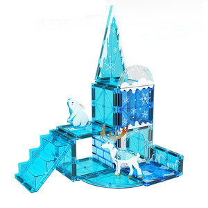 MAG-PARADISE 32 pièces, tuiles magnétiques sur le thème de la glace arctique, blocs de construction Ours polaire et Phoque, <span class=keywords><strong>jouet</strong></span> STEM Château de glace pour enfants 3+ - Product Image 5